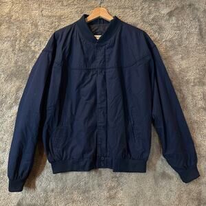 Vintage Guy Loren Navy Blue Cotton Harrington Bomber Jacket Men's L Large Retro